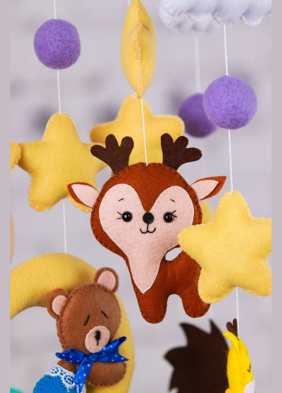 Детский музыкальный мобиль на кроватку для младенцев WooolyWool «Веселые друзья» с 35 мелодиями (М020) No Brand (342757916)