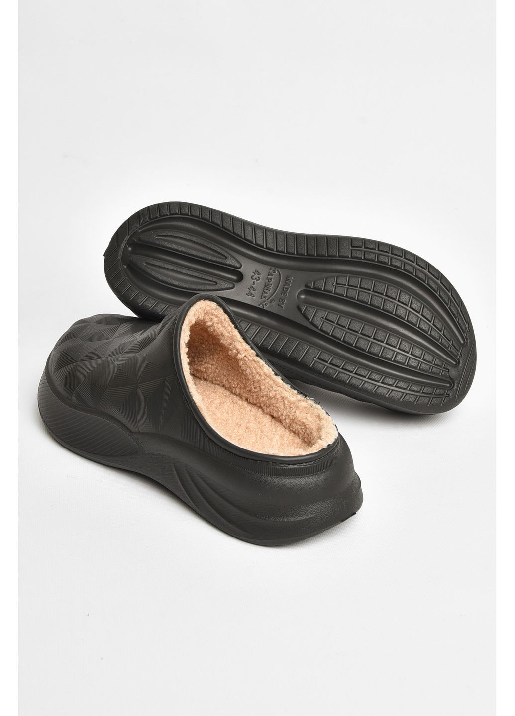 Черные кэжуал сабо мужские на меху черного цвета Let's Shop