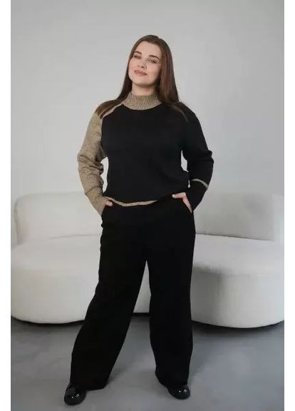 Женский вязаный джемпер двухцветный свободного силуэта MKLN2101 Nita (367189360)