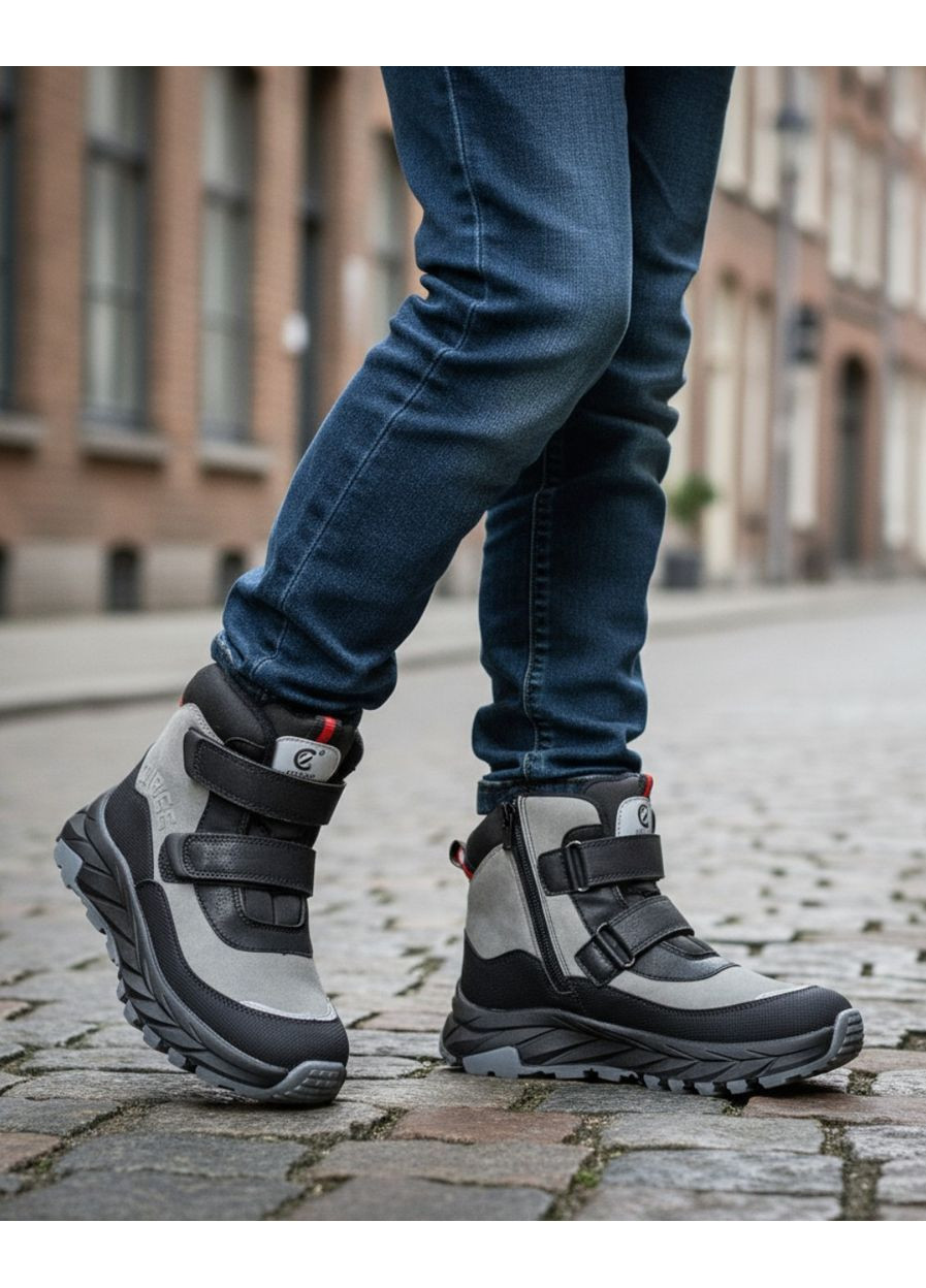 Зимові черевики на овчині для хлопчика, дутики на липучках для хлопчика, зимові хайтопи для хлопця Клібі Clibee (367078842)