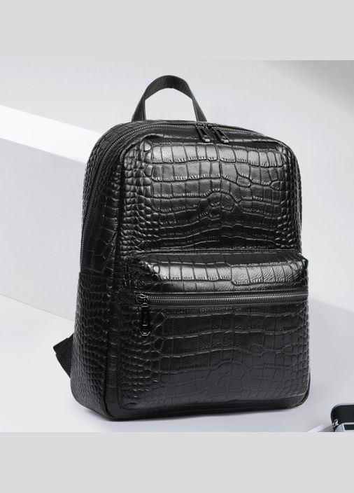 Женский кожаный рюкзак под рептилию из натуральной кожи черный No Brand (301082947)