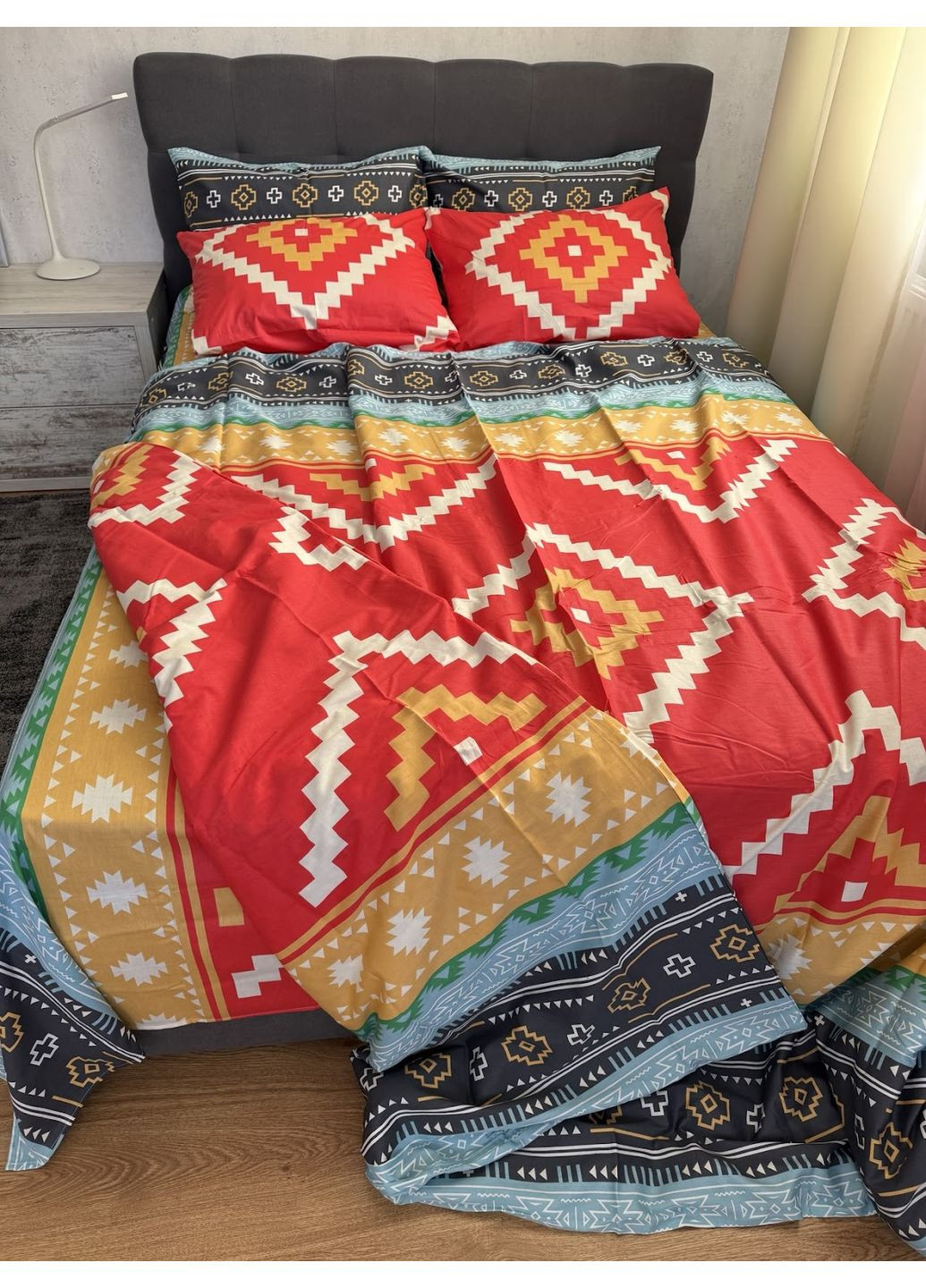 Комплект сатинового постельного белья "Ромбы" Полутораспальный 150х220 см No Brand (370972483)