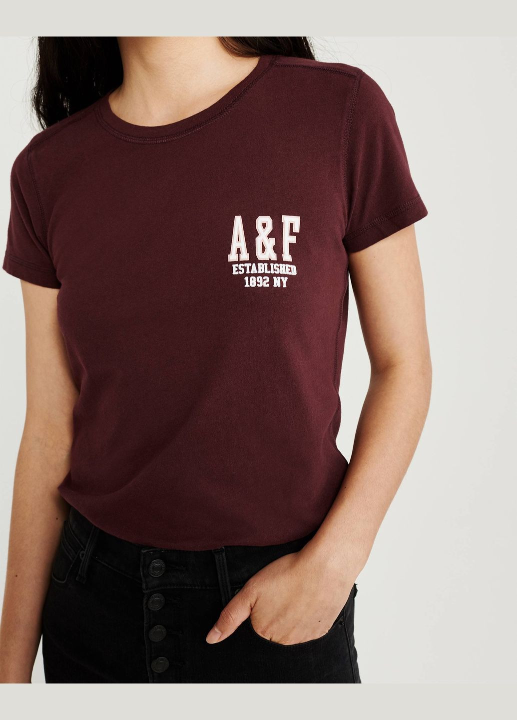 Бордовая летняя бордовая футболка - женская футболка af7003w Abercrombie & Fitch