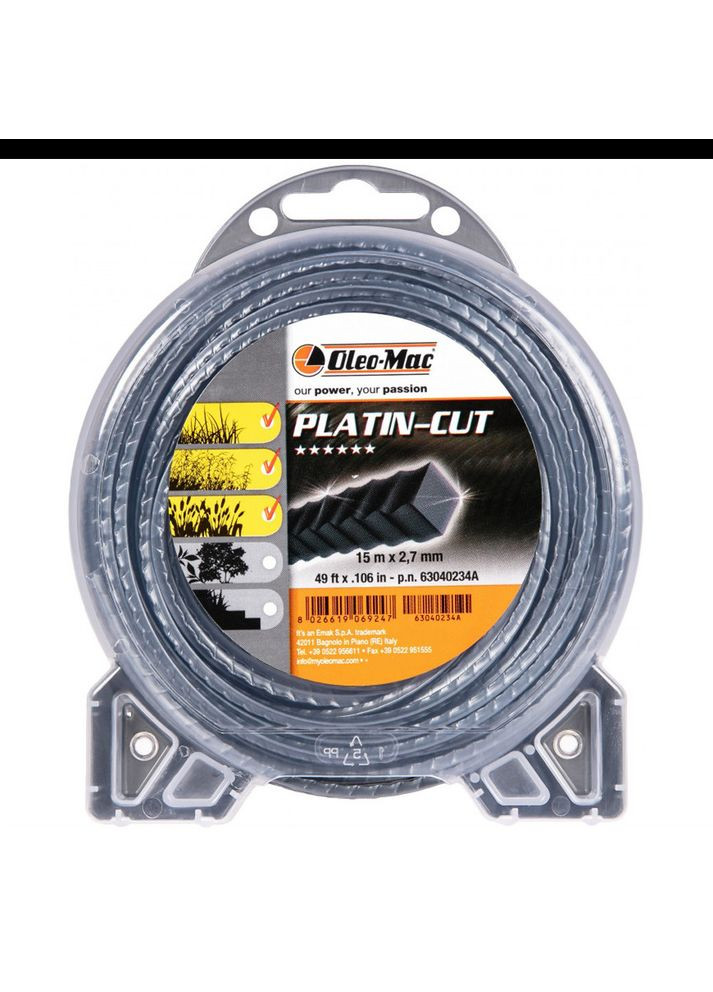 Косильная жилка PLATIN-CUT (2,7 мм х 15 м) синяя квадратная (26394) Oleo-Mac (346267199)