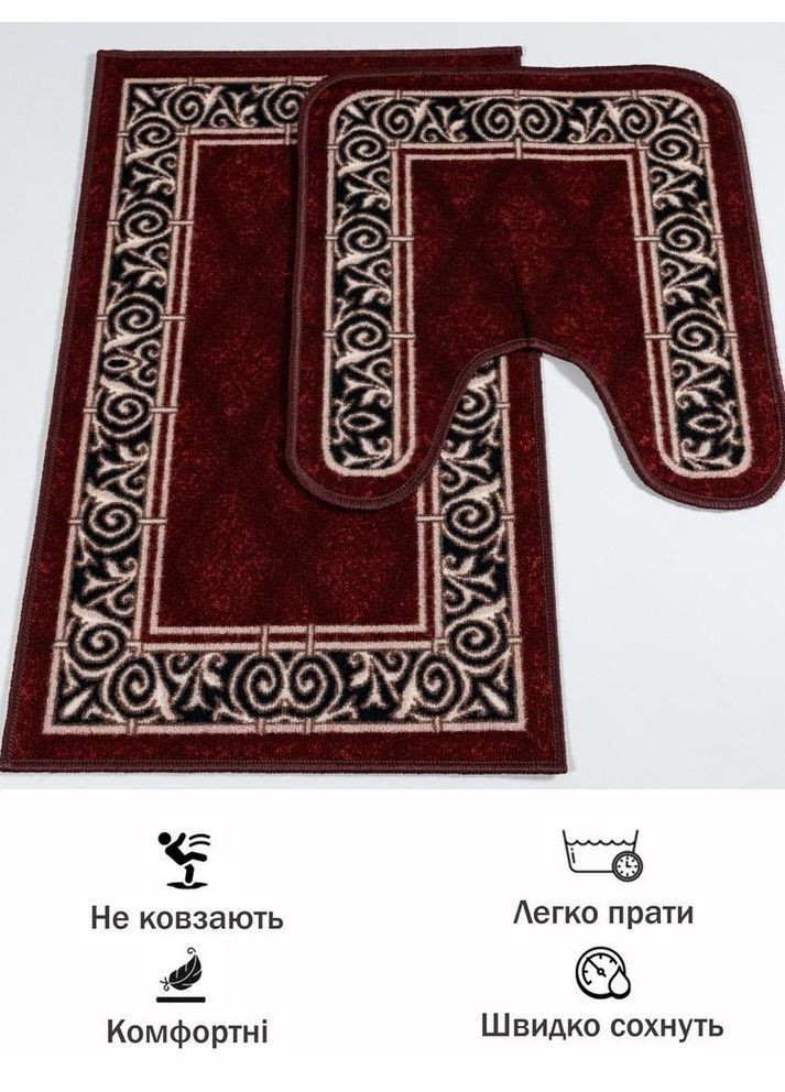 Набір ковриків у ванну кімнату Taba 226-2 57х90 та 57х60 см бордовий No Brand (364969161)