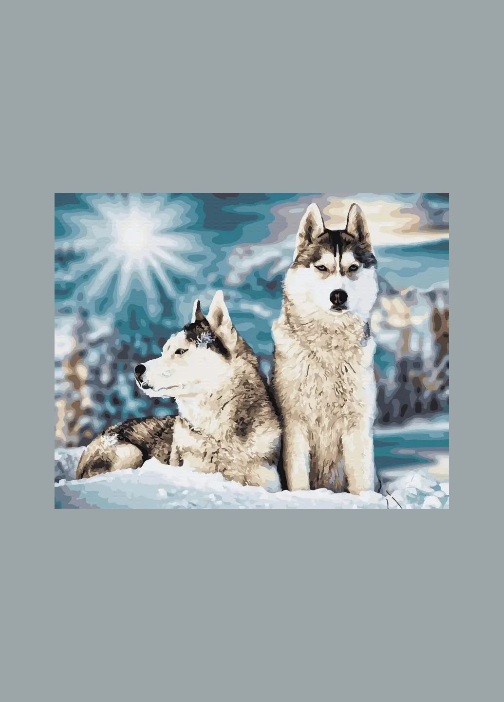 Картина за номерами Тварини Набір для розпису на полотні Сибірські хаскі Живопис по номерам Собаки 40x50 GX45465 Rainbow Art (308987714)