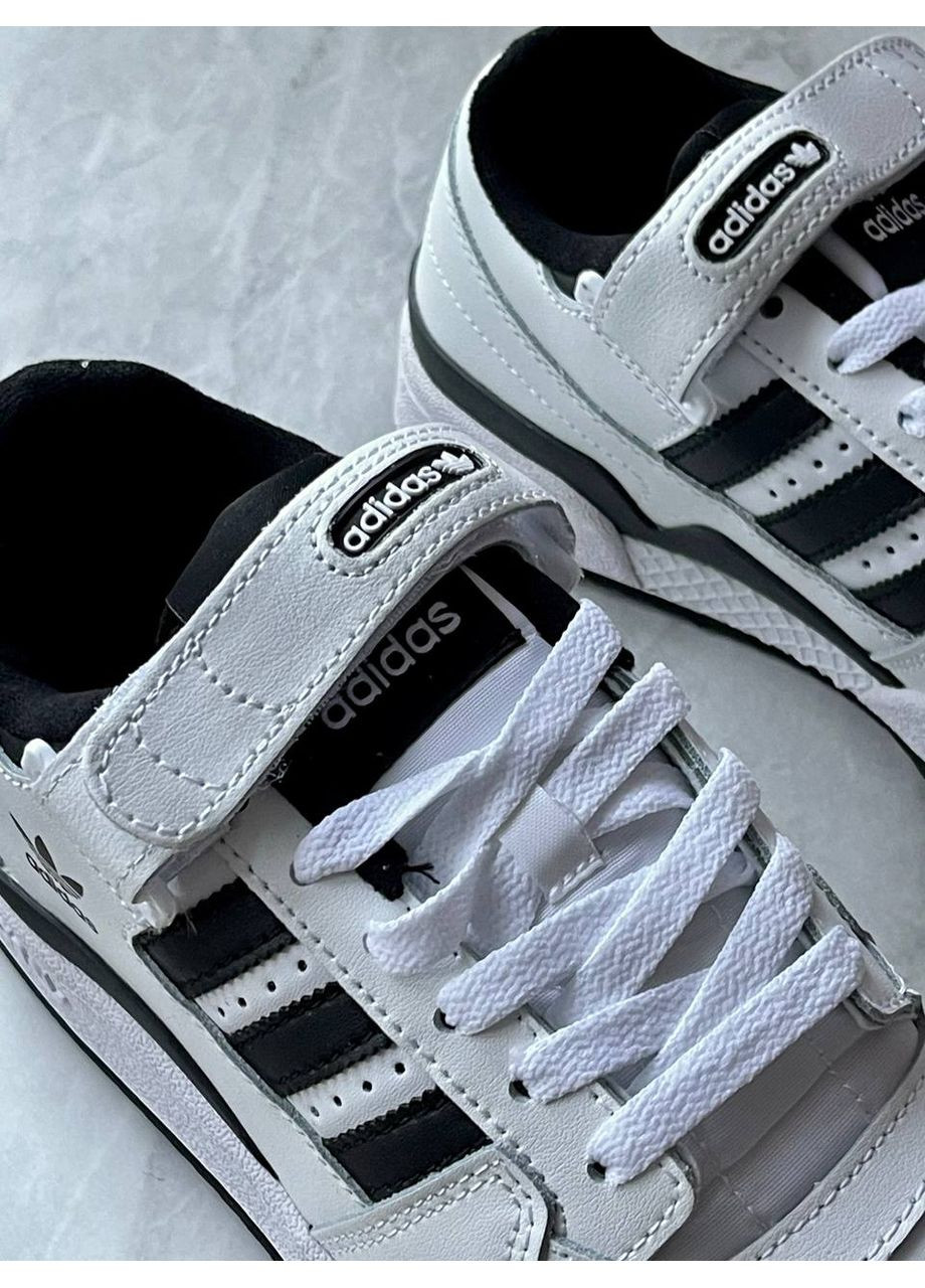 Білі Осінні кросівки чоловічі і жіночі adidas forum low white black | адідас форум низькі білі No Brand