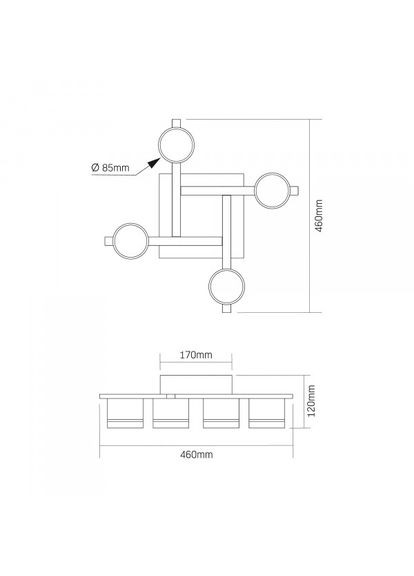 Світильник під лампу 4xGX53 накладний Чорний (VL-SPF31-4B) Videx (362051752)