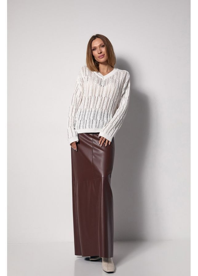 Білий джемпер з косами 2721 чорний Triko Bakh