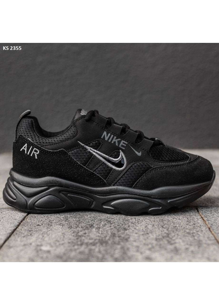 Черные демисезонные кроссовки мужские nike air black найк аир форс 1 премиум No Brand