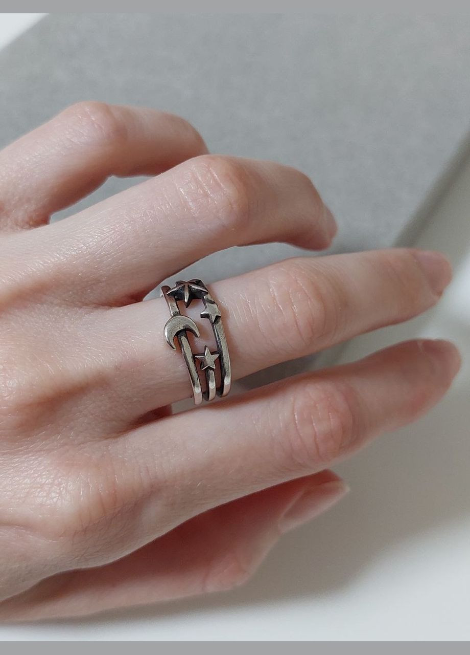 Каблучка зірки та півмісяць MM0056 медичне срібло DeKolie (338211732)