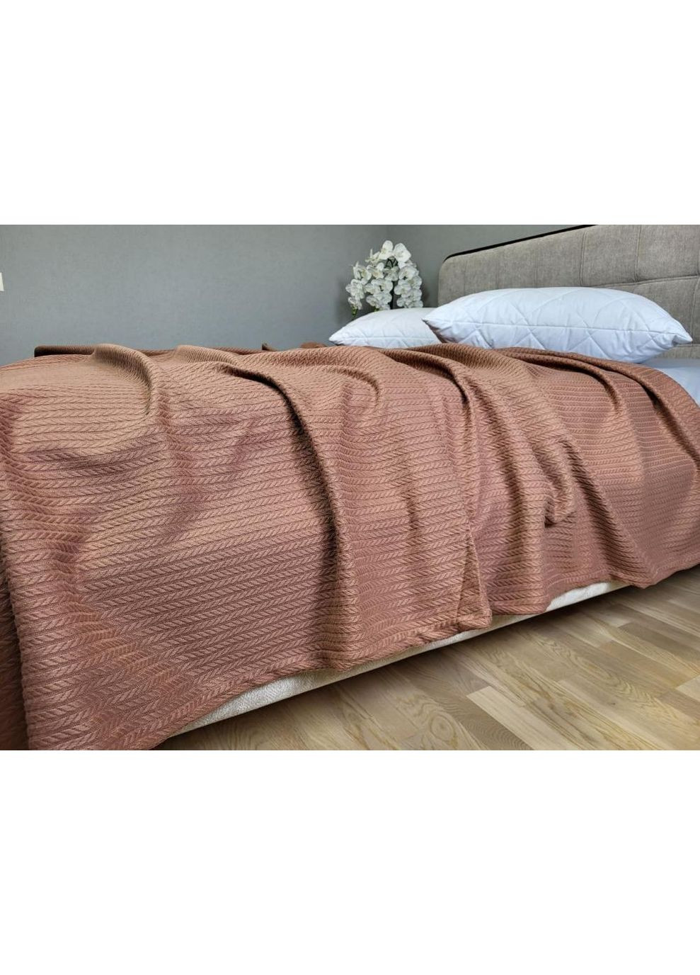 Покривало Молочний шоколад, Піке Косичка 220*260 No Brand (364217078)