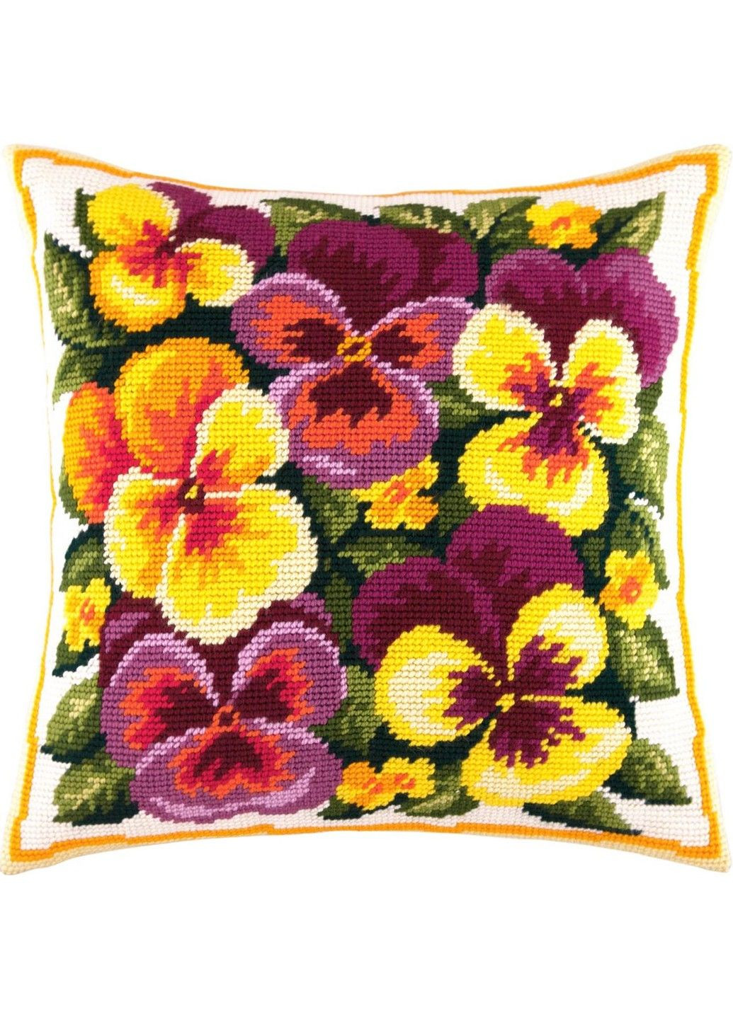 Набір для вишивання подушки хрестиком Букет фіалок з пряжею Zweigart напівхрест нитками муліне 40х40 см V-26 No Brand (333166206)