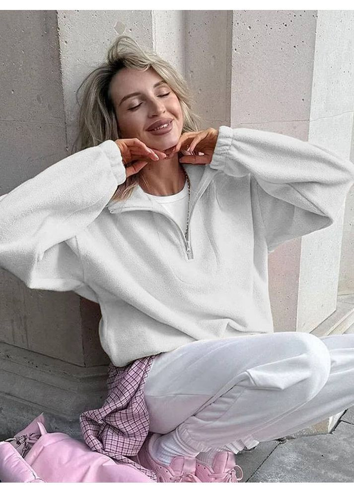 Молочний світшот жіночий Гермес однотонний блискавка (364924735)