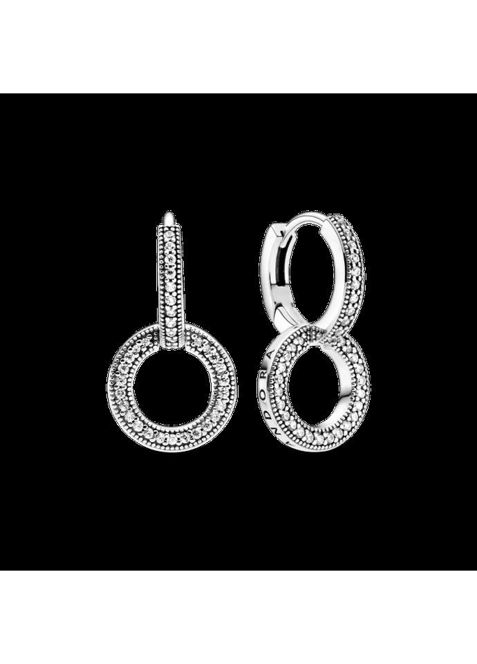 Серебряные серьги Пандора шарики Светящиеся двойные серьги 299052C01 Kabluchka (355346660)