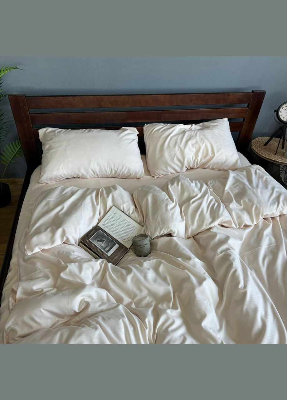 Постельное белье однотонная полисатин Двуспальное Простынь на резинке 160x200х20 Персиковое 70 х 70 No Brand (338185484)