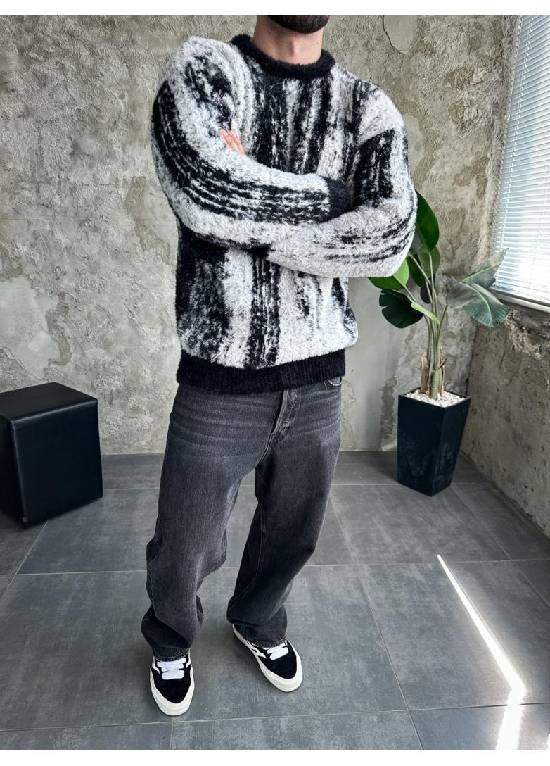 Комбинированный демисезонный свитер мужской стильный модный осень весна No Brand