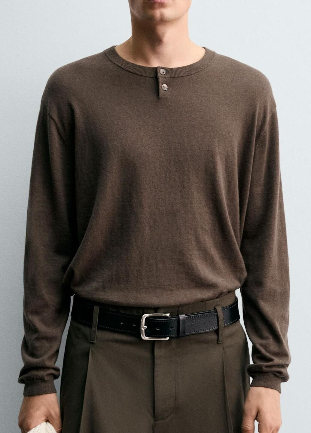 Лонгслів Zara однотонний коричневий