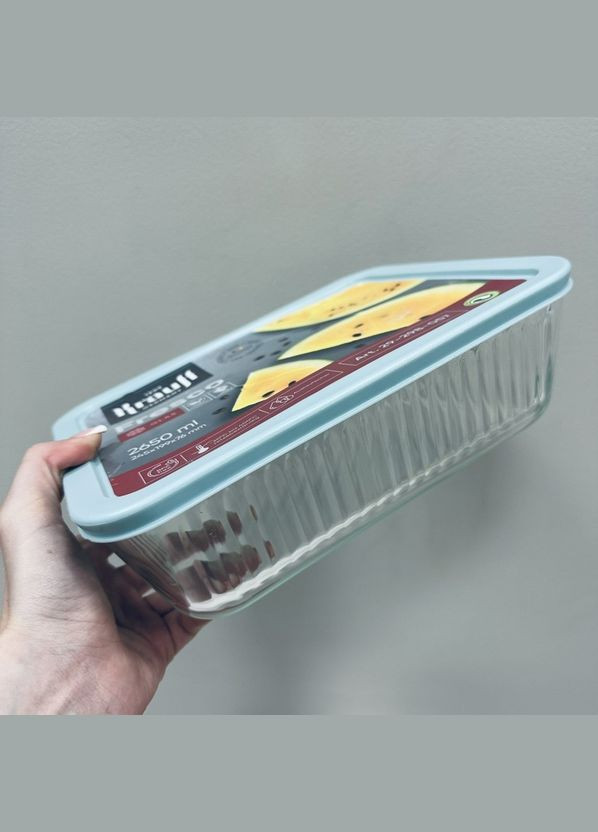 Контейнер стеклянный прямоугольный с пластиковой крышкой 2650 мл Fresco 29-298-057 Krauff (340458525)