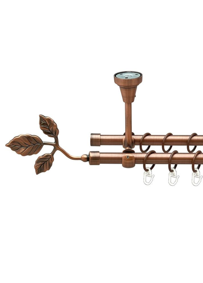 Карниз Тоскана металлический двухрядный открытый до стели гладкая труба Медь 16\16 мм 200 см (00-00-00020234) ORVIT (300279376)