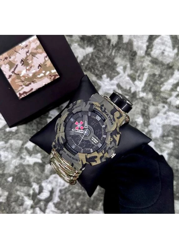 Наручний годинник 005CMGRSU ЗСУ Зелений камуфляж Паракордовий ремінець Camo Green + Коробка. Patriot (377734676)