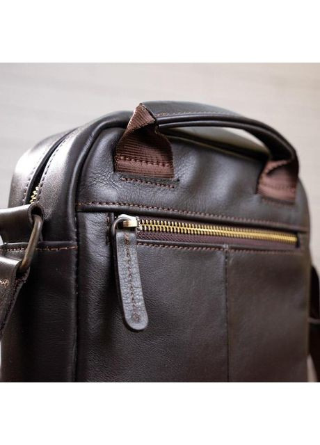 Сумка планшет через плече чоловіча з натуральної шкіри маленька Коричневий 36627 Shvigel (353689970)