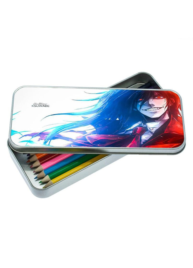 Органайзер для канцелярського приладдя металевий, кейс для дрібниць Хеллсінг #001 7*18 см Silver No Brand (309153265)