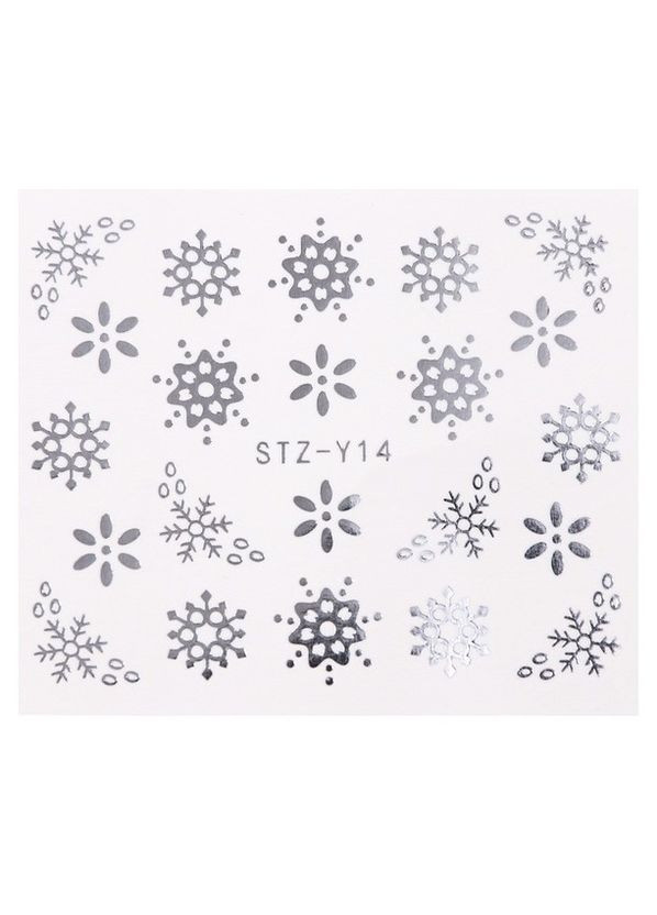 Слайдер-дизайн водные наклейки для ногтей новогодние серебро STZ-Y14 No Brand (296664167)