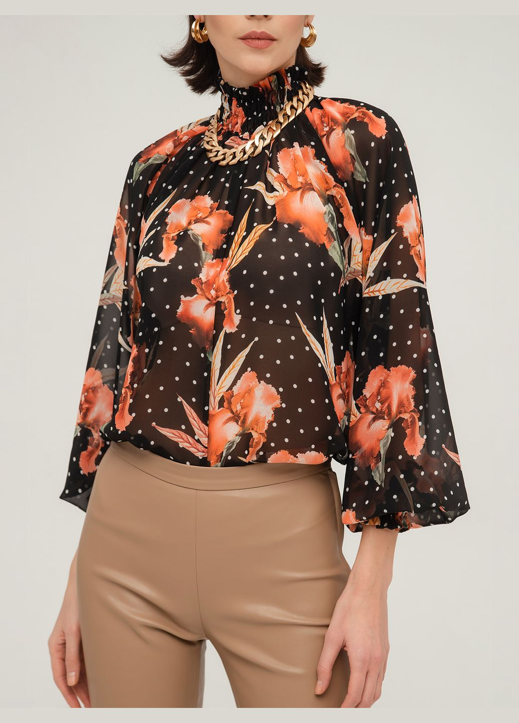 Комбинированная шифоновая блуза в цветочный принт - ua42 / eu36 Iren Klairie