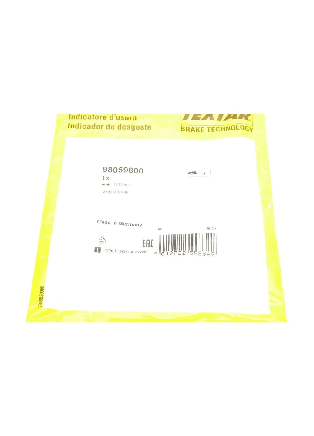 Датчик износа тормозных колодок (передних) Land Rover Defender/Discovery/Range Rover 12- (L= 98059800 (opt-om) No Brand (360485609)
