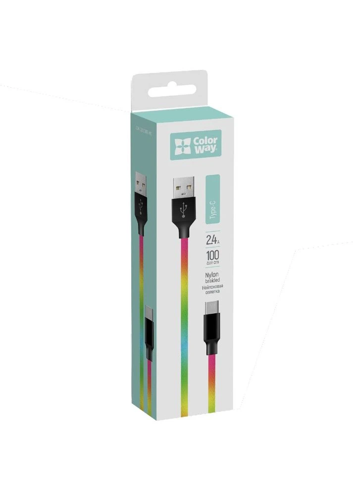 Кабель USB Type-C 1м Multicolor (CW-CBUC018-MC) Colorway (306581716)