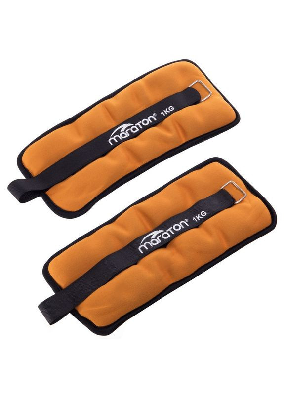 Утяжелители-манжеты для рук и ног Pro (2 x 1кг) (нейлон, песок, оранжево-серый) (FI-3123-2) Maraton (361439086)