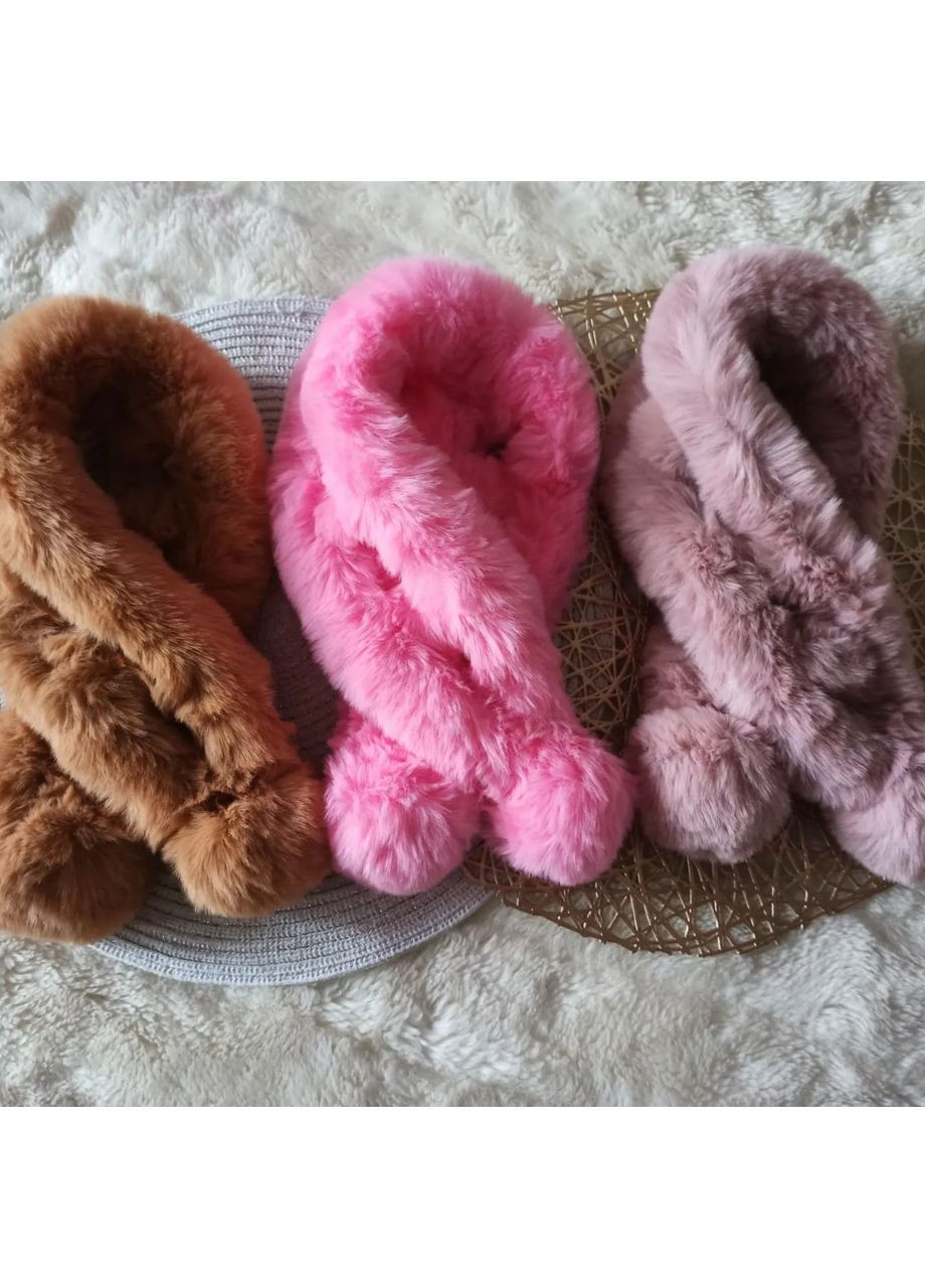 Пухнастий дитячий шарф зі штучного хутра кролика, універсальний розмір, рожевий колір No Brand (364543009)