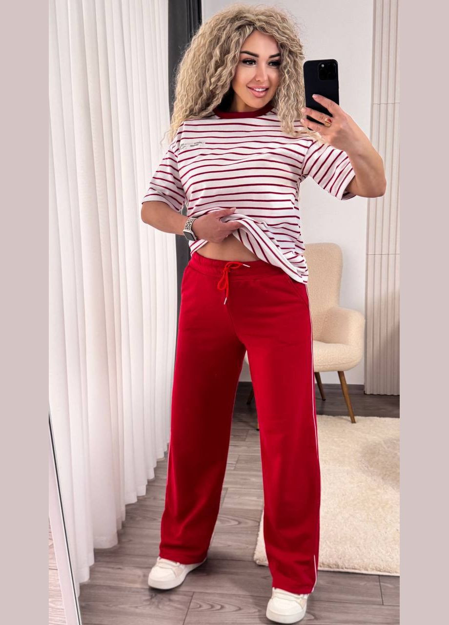 Женский костюм двойка футболка в полоску и брюки свободного кроя. MonCher (335013773)