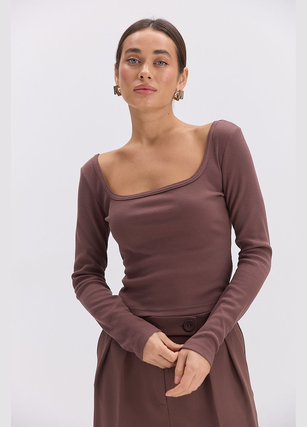 Жіночий лонгслів у рубчик з квадратною горловиною Arjen (316575480)