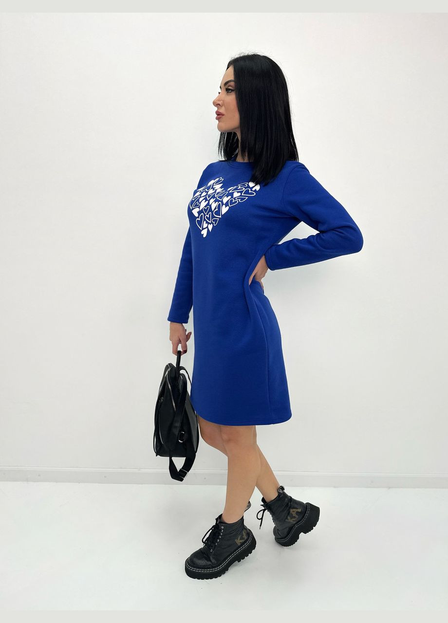 Синя тепла сукня з принтом Fashion Girl