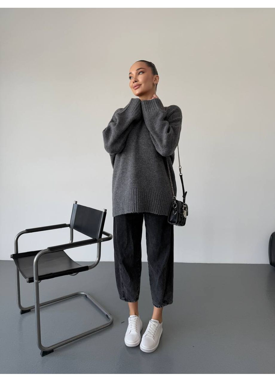 Графитовый демисезонный 🔥 свитер-топ продажа из мягкой вязки – тренд сезона для ярких образов! размерная сетка в описании Vione