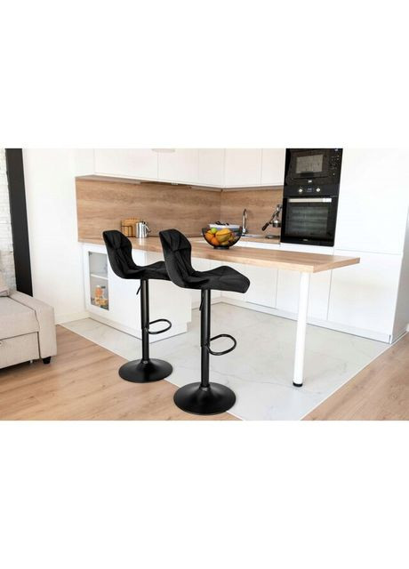 Барний стілець зі спинкою велюр чорне з чорною основою Bonro B-087 (341533480)