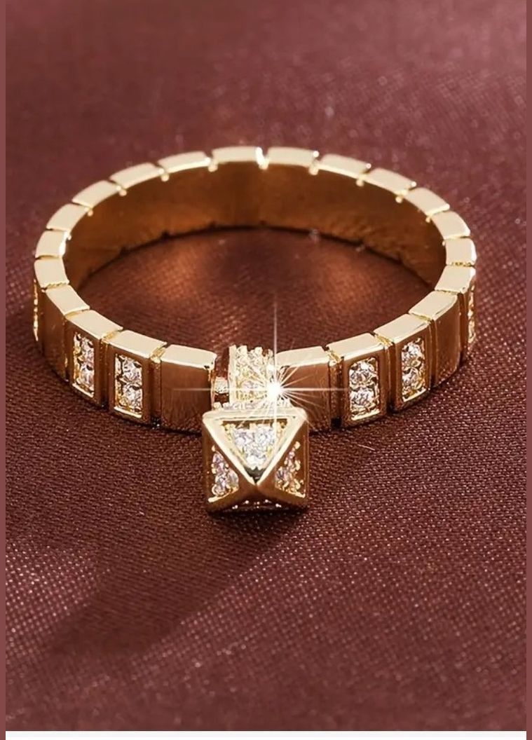 Позолочена каблучка з рухомим елементом, підвіскою та фіанітами, 1212 No Brand (345627697)