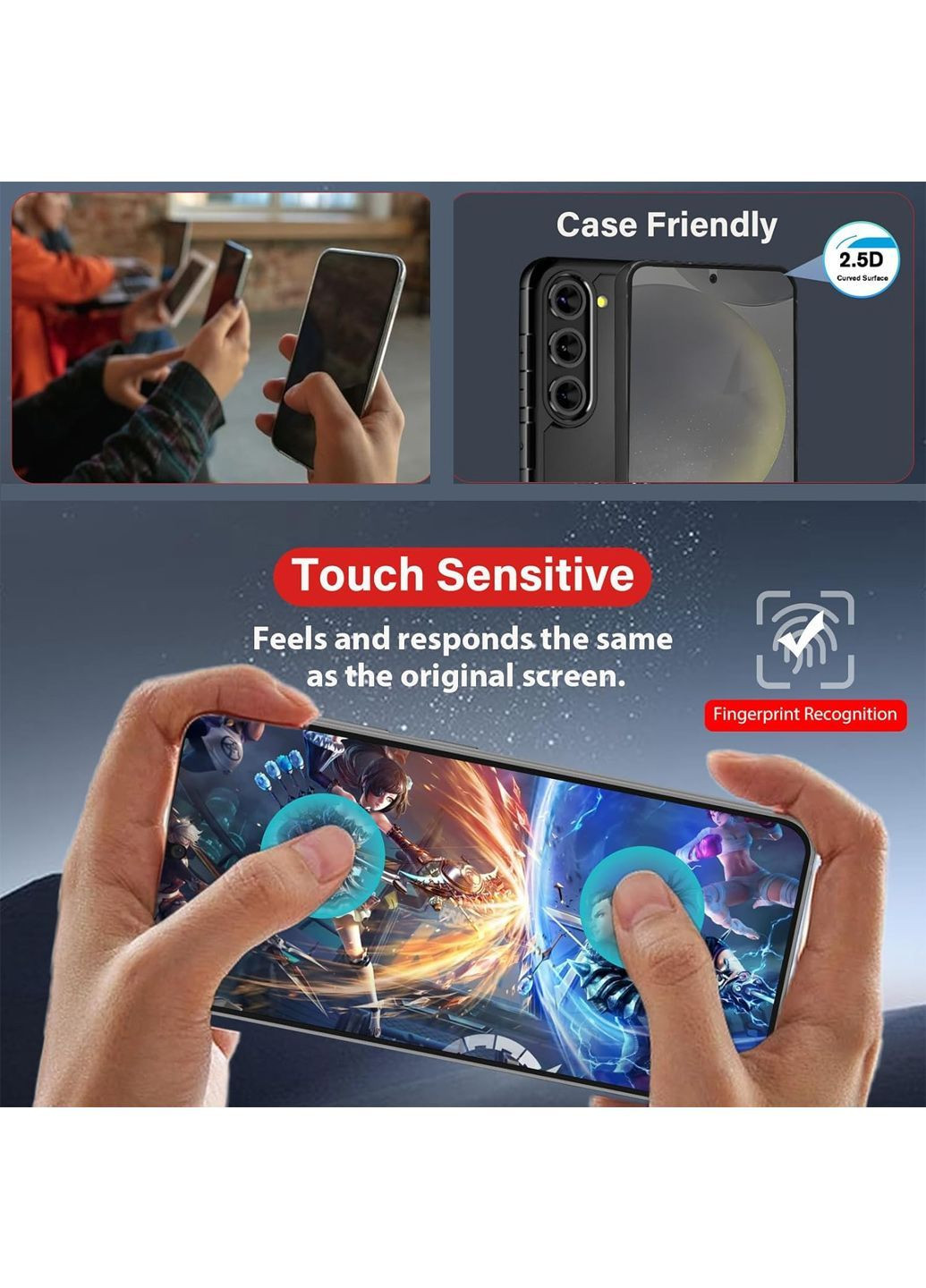 Захисне скло Антишпигун для Galaxy S24 2 шт комбінований Bersem Amazon (371918475)