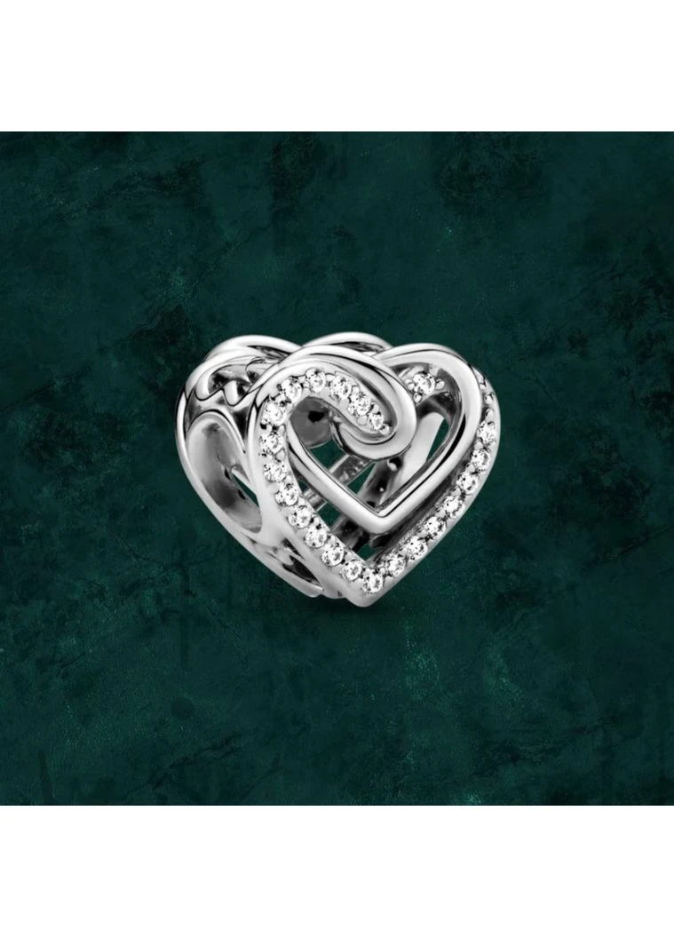 Серебряная бусина шарм "Блестящие переплетенные сердца" Pandora (Пандора) 799270C01 No Brand (376828518)