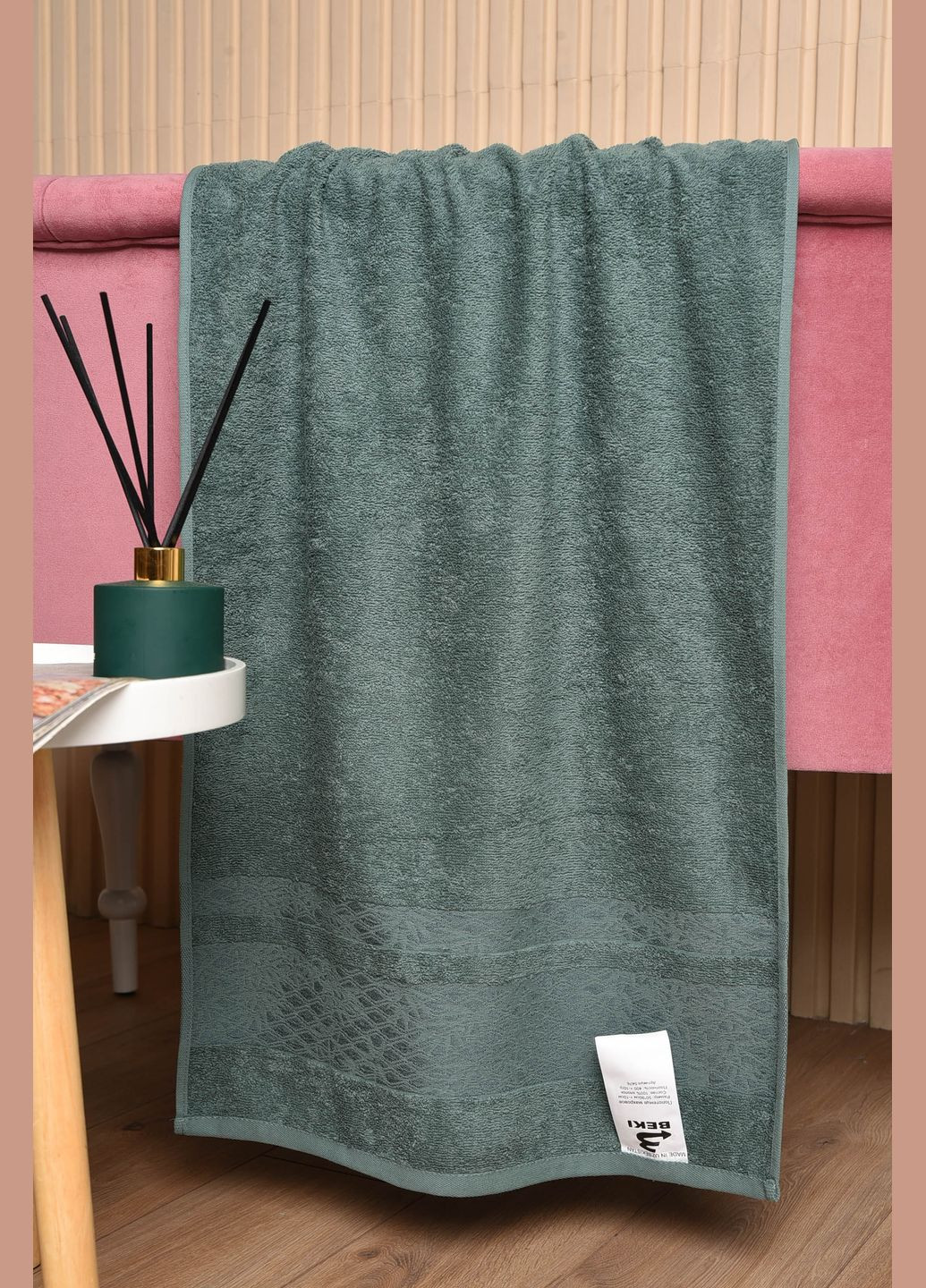 Let's Shop рушник для обличчя махровий зеленого кольору однотонний зелений виробництво - Узбекистан