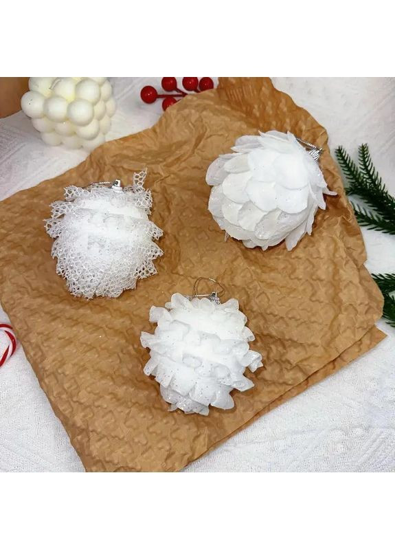Елегантний набір різдвяних прикрас з мережива 9 шт. Білий No Brand (370161620)