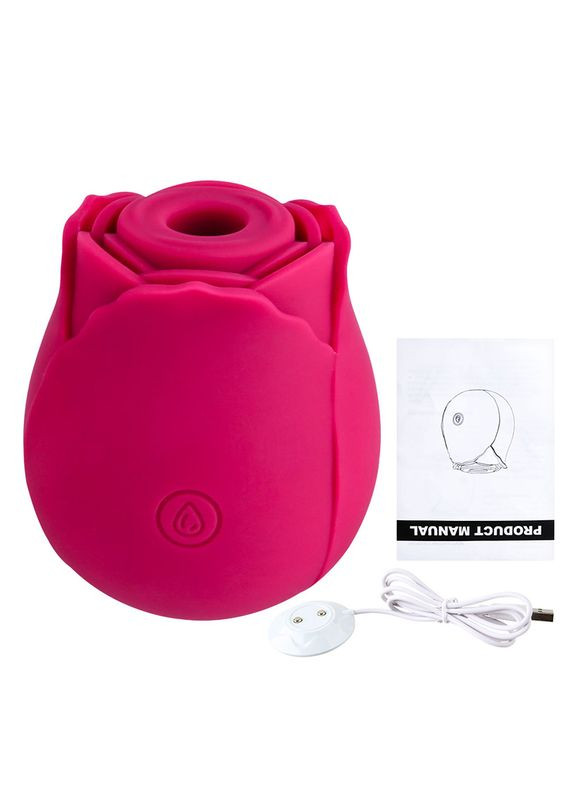 Вакуумний стимулятор клітора з вібрацією у вигляді квітки Rose, рожевий Boss Series (331168629)