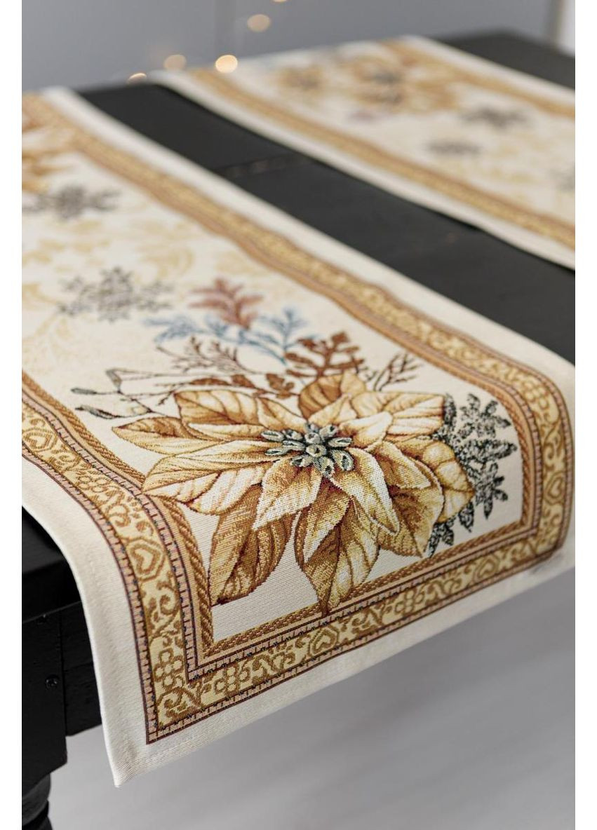 Ранер гобеленовый Золотой праздник 35х100 см. новогодняя дорожка на стол декор для праздничного стола ProDobro (369378031)