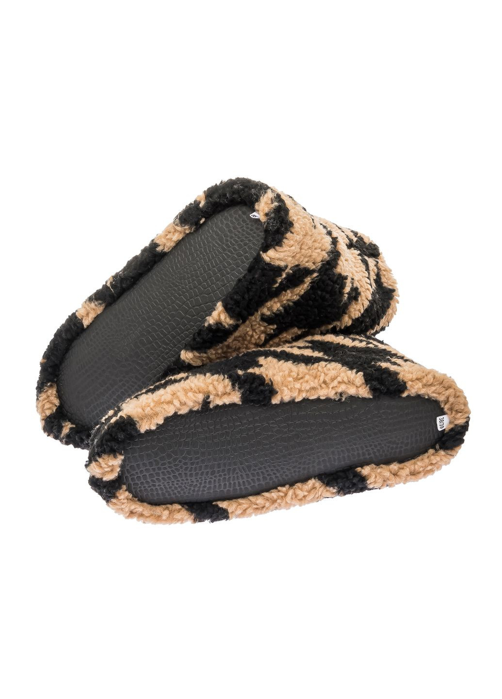 Чуні тапочки жіночі з овечої вовни з принтом "Зебра" коричневі Olli (302492122)