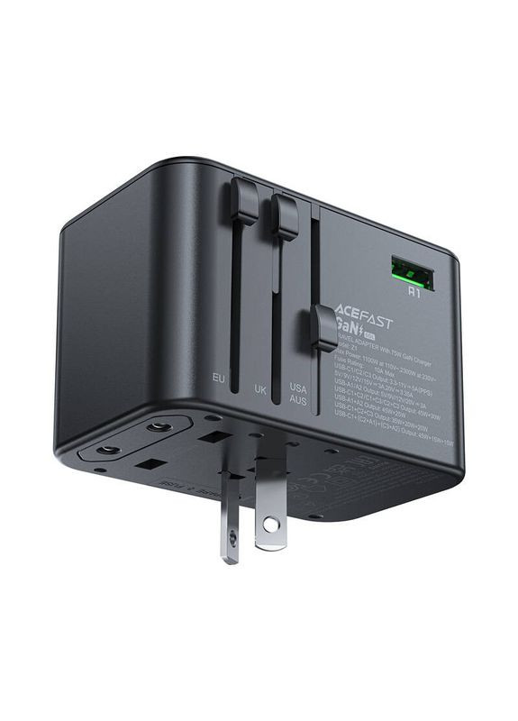 УЗП (3*USB-C+2*USB-A) Multifunctional Charging Adapter Black Acefast Z1 PD75W GaN (357474555)