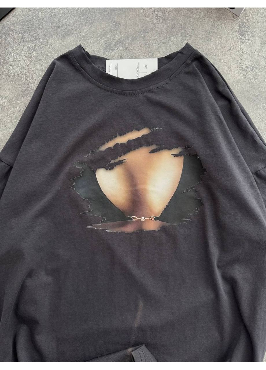 Жіноча футболка оверсайз з принтом MonCher - (349453491)