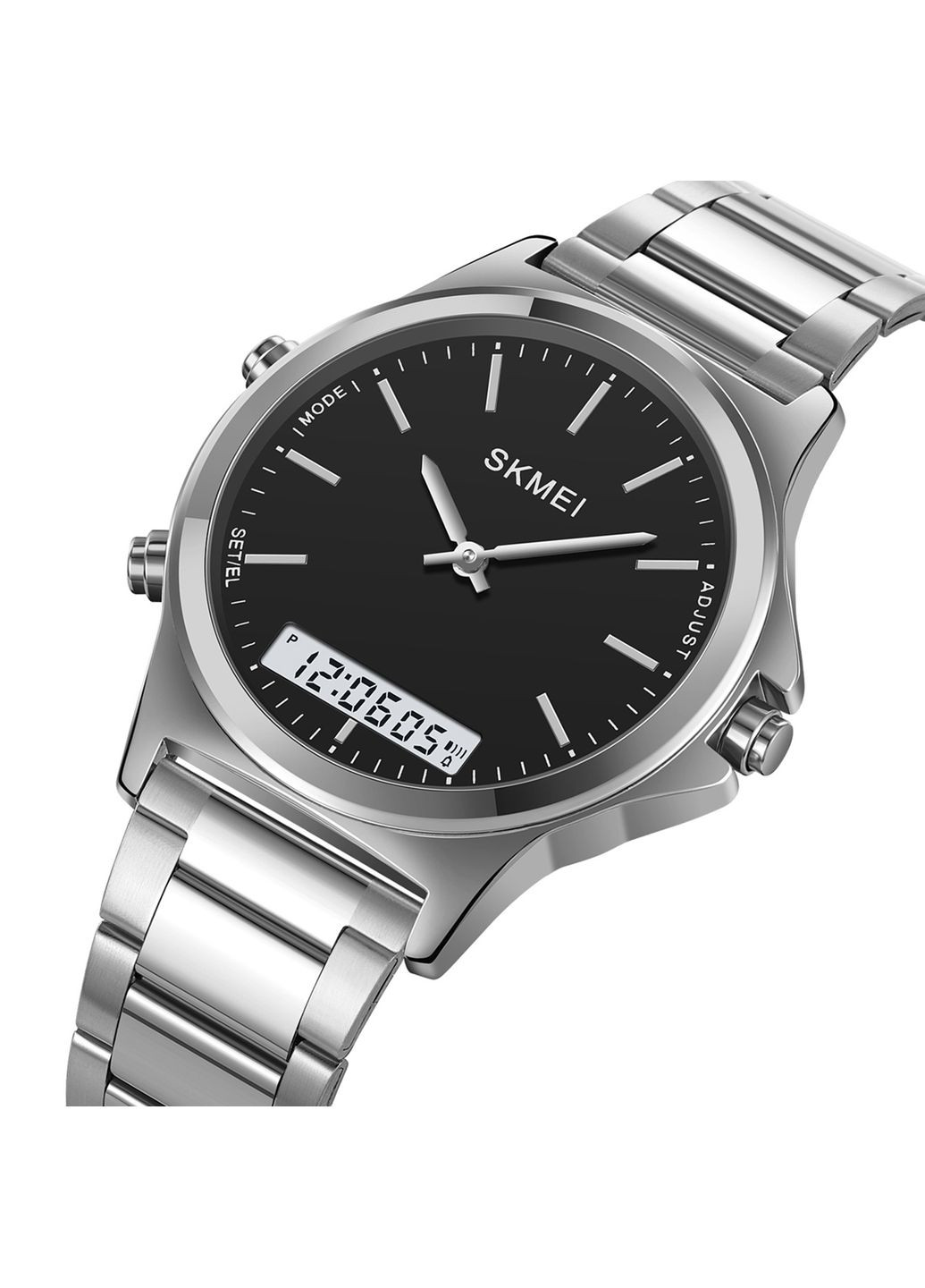 Годинник чоловічий кварцовий сріблястий водонепроникний з будильником і календарем ProDobro (367266948)