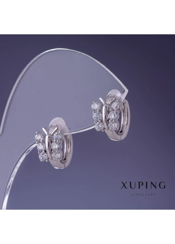 Серьги Xuping Бабочки 11х9мм родий 11х9мм Хіт літа! Xuping Jewelry (377341243)